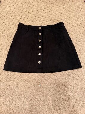 Zara Black Button-Front Mini Skirt